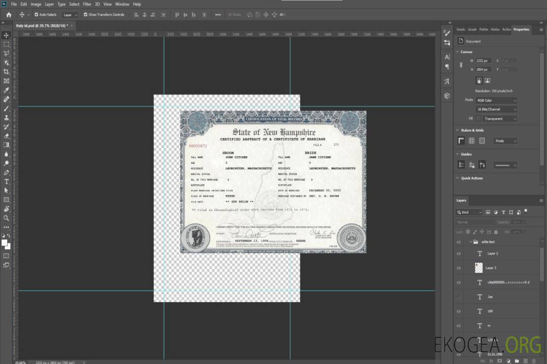 Acte de mariage aux États-Unis, dans le New Hampshire template